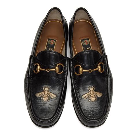 black loafers gucci|Gucci bee loafer.